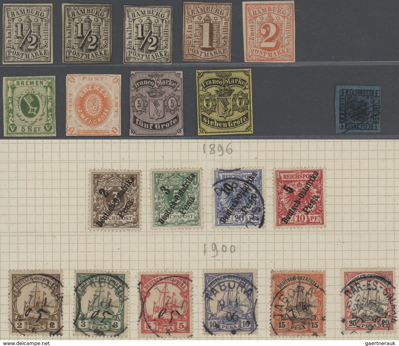 Deutschland: 1860/1950 (ca.), Konglomerat Auf Steckseiten, Dabei Ungebrauchte Altdeutschland-Marken - Sammlungen
