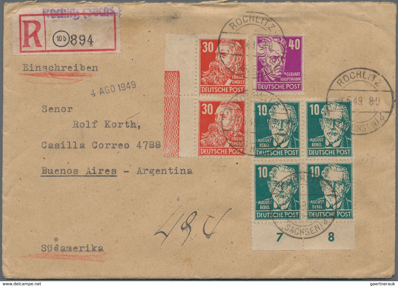 Deutschland: 1890-1955 Destination SÜDAMERIKA: Sechs Belege Nach Argentinien, Brasilien Bzw. Uruguay - Sammlungen