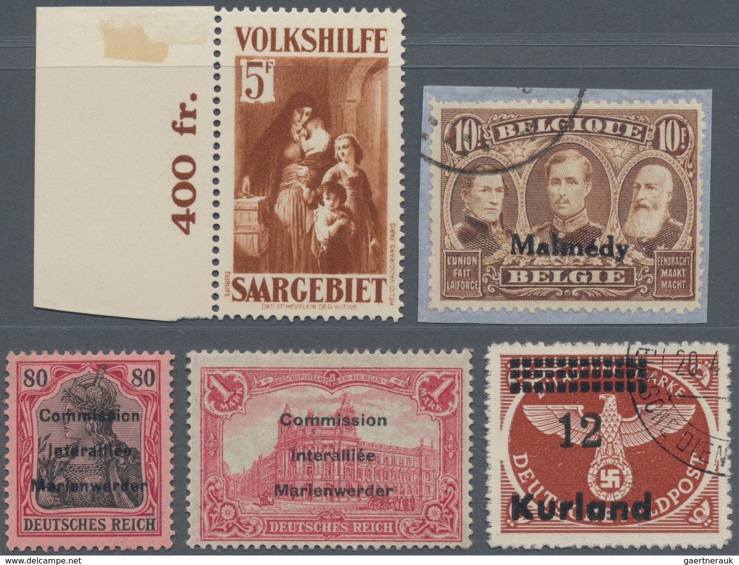 Deutschland: 1917/1955, Konvolut Mit Besseren Ausgaben Verschiedener Gebiete Auf 14 Alten Loskarten, - Sammlungen