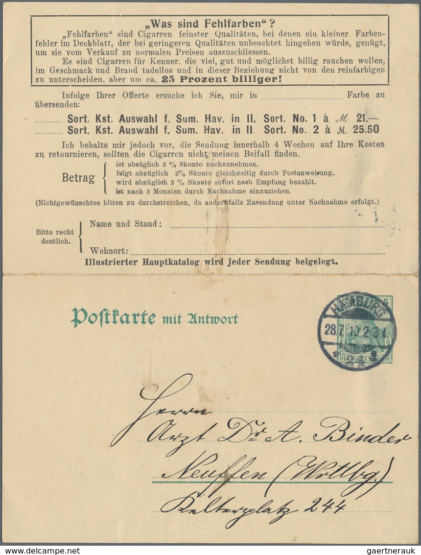 Deutschland - Ganzsachen: 1860-1960, Vielseitige Partie Mit Einigen Hundert Gebrauchten Und Ungebrau - Collections