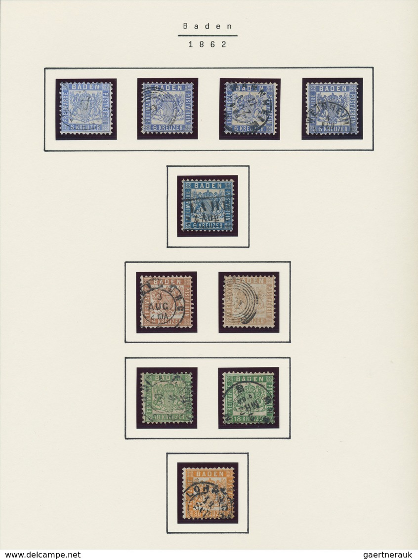 Baden - Marken Und Briefe: 1807-1868, Gestempelte Sammlung Mit 18 Kr (2) Und 30 Kr. Sowie Einigen Be - Sonstige & Ohne Zuordnung