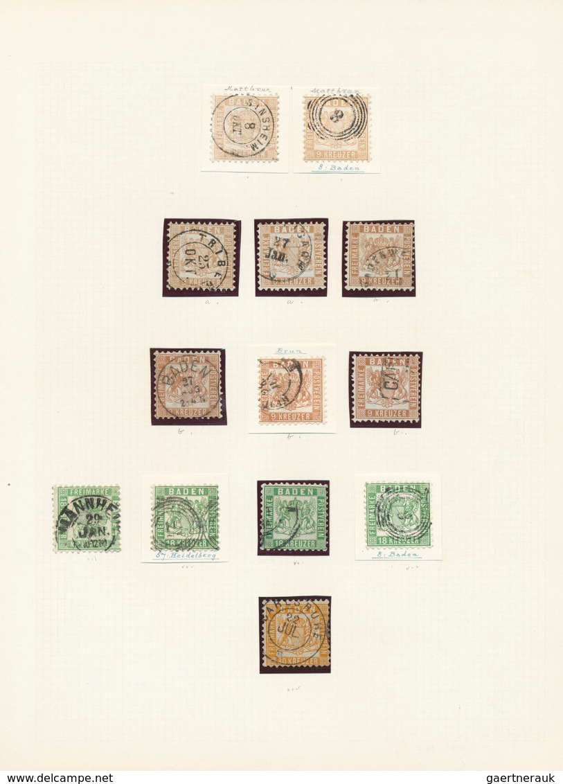 Baden - Marken und Briefe: 1851/1867, gestempelte Sammlung von 134 Marken sauber auf Blanko-Blättern