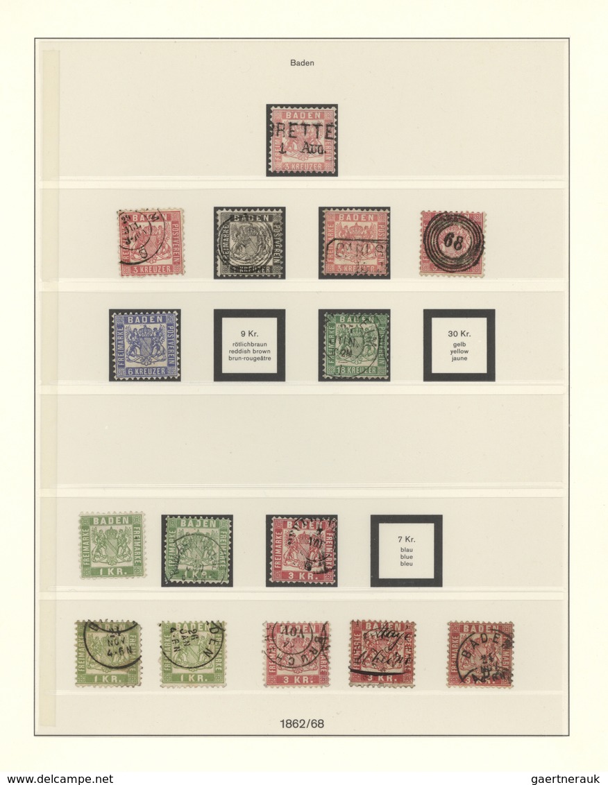 Baden - Marken Und Briefe: 1851/1868, Gestempelte Kleine Sammlung Auf Blättern, Ab Drei Werten MiNr. - Sonstige & Ohne Zuordnung