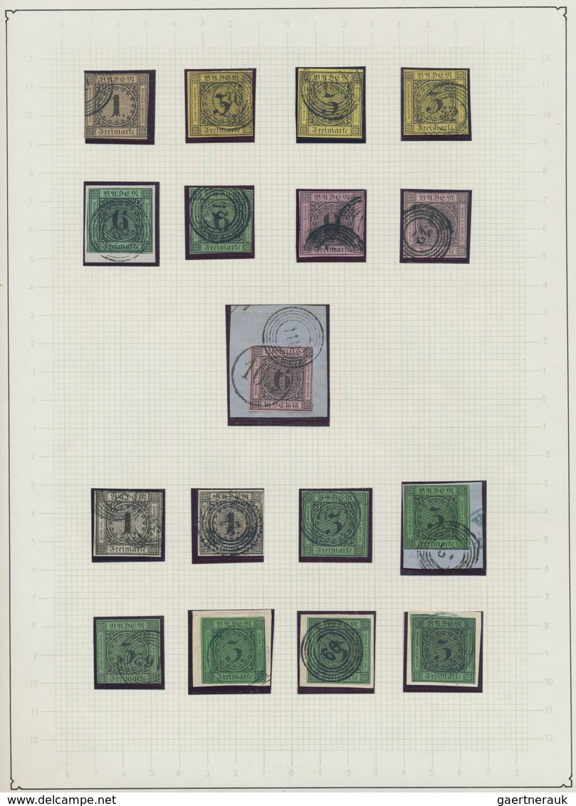 Baden - Marken Und Briefe: 1851/1868, Gestempelte Sammlung Ab MiNr. 1 Sauber Auf Blättern Aufgezogen - Autres & Non Classés