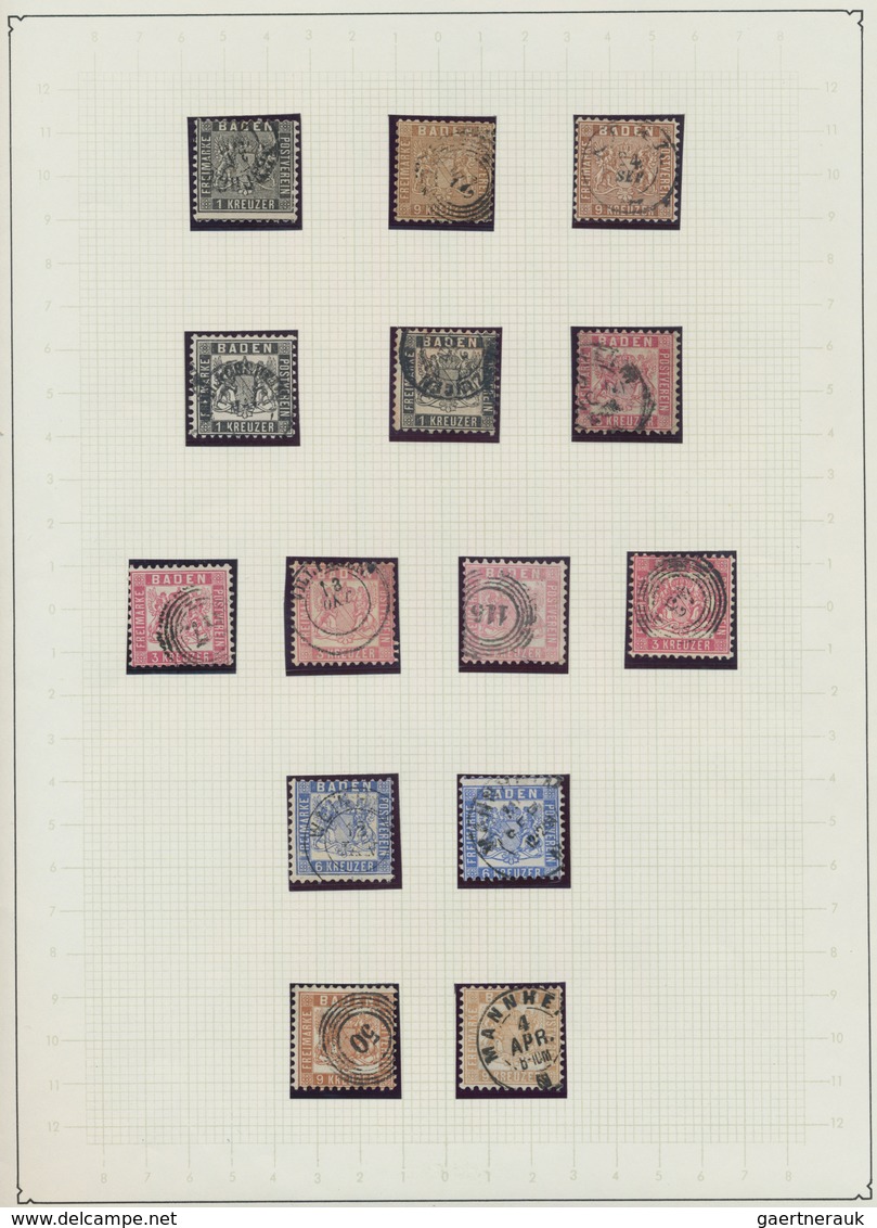 Baden - Marken Und Briefe: 1851/1868, Gestempelte Sammlung Ab MiNr. 1 Sauber Auf Blättern Aufgezogen - Other & Unclassified