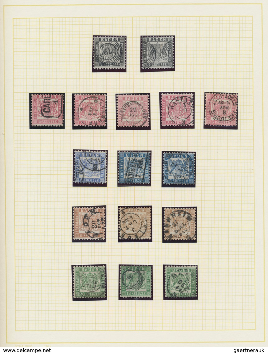 Baden - Marken Und Briefe: 1851/1868, Saubere Gestempelte Sammlung Von 76 Marken Auf Albenblättern A - Altri & Non Classificati