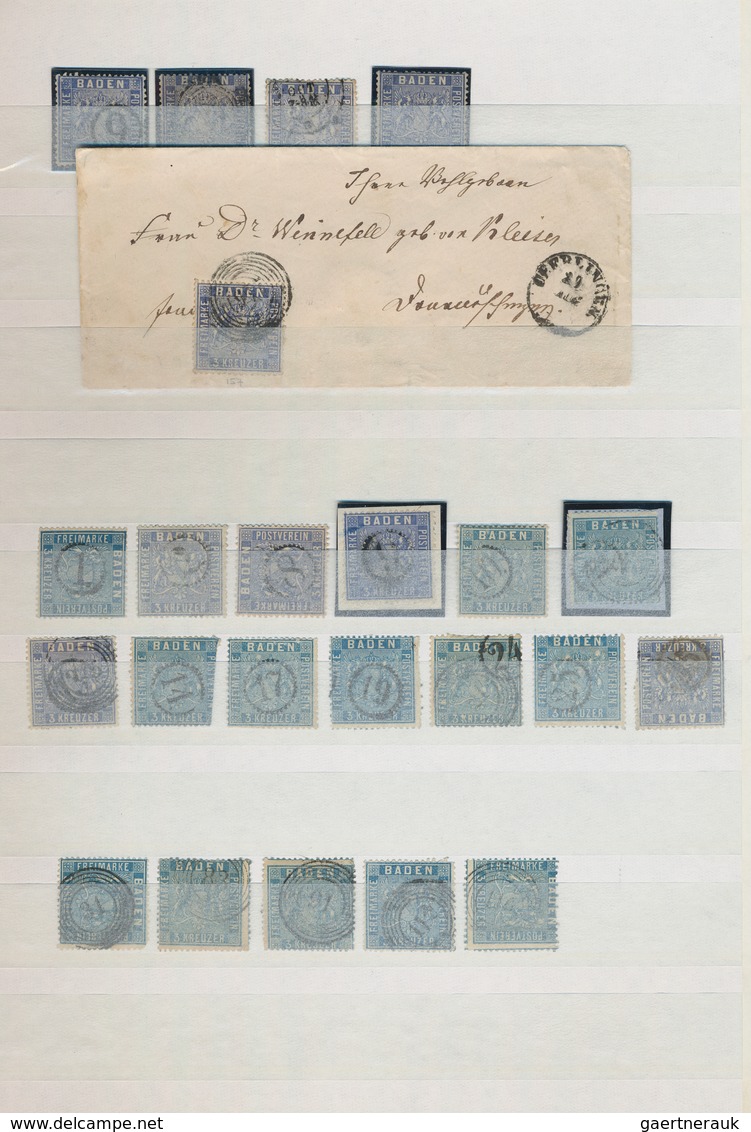 Baden - Marken und Briefe: 1851/1868, umfassende Sammlung von ca. 780 Marken (incl. Einheiten) und f