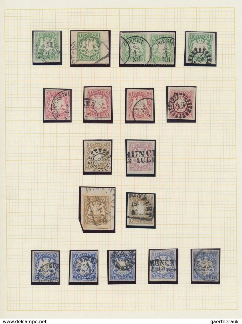 Bayern - Marken Und Briefe: 1849/1868, Saubere Gestempelte Sammlung Von 56 Marken Der Geschnittenen - Autres & Non Classés
