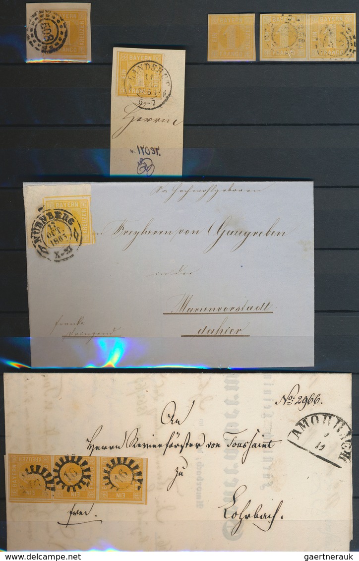 Bayern - Marken und Briefe: 1849/1875, meist gestempelte Sammlung der Kreuzer-Zeit mit fast 200 Mark