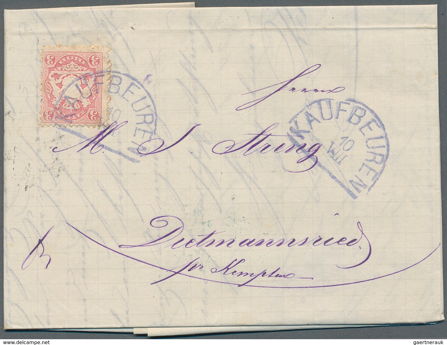 Bayern - Marken Und Briefe: 1868/1872, Posten Von Ca. 110 Briefen Je Frankiert Mit 3 Kr. Rosa (gesch - Autres & Non Classés