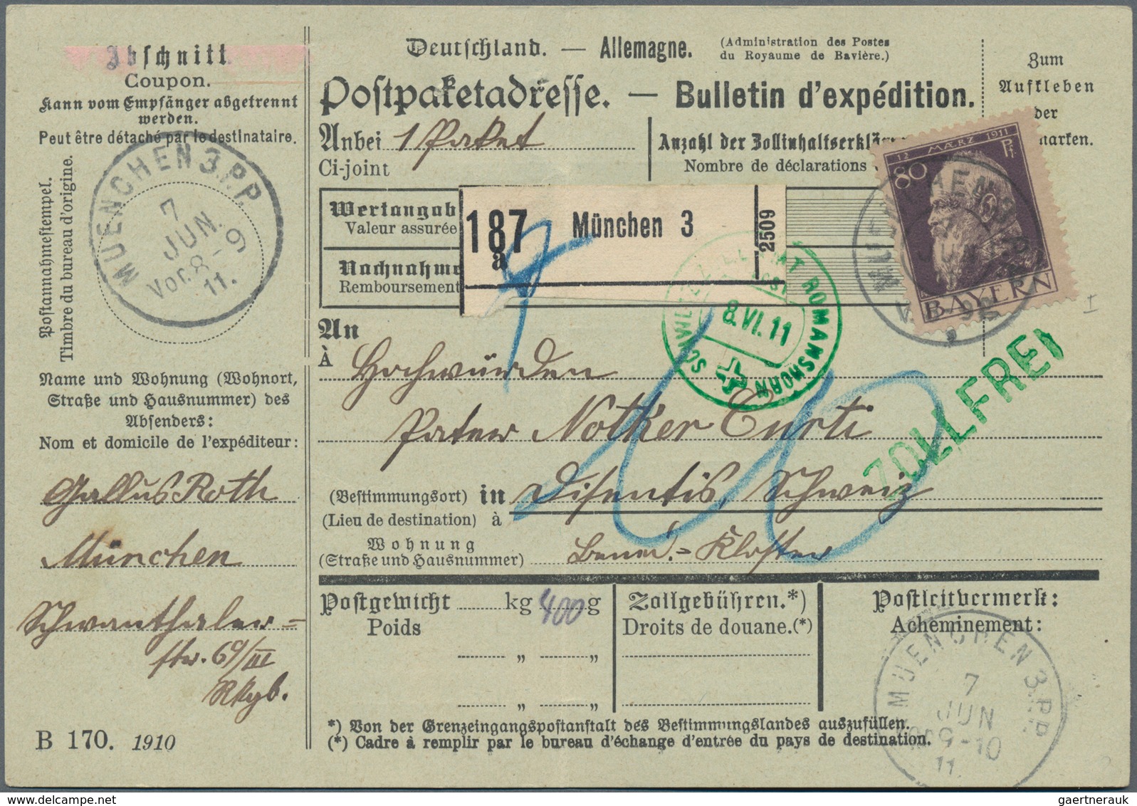 Bayern - Marken und Briefe: 1876-1920 inkl. Porto und Dienst, tolle Sammlung von ca. 620 Belegen mit