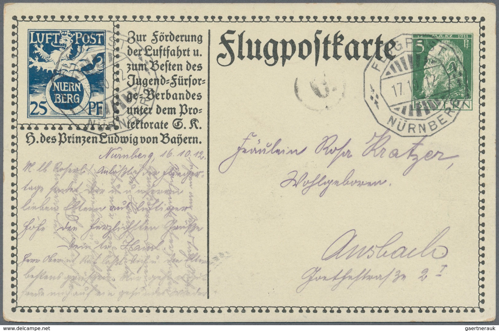 Bayern - Marken Und Briefe: 1887/1920, Partie Von 37 Briefen, Karten Und Gebrauchten Ganzsachen, Dab - Autres & Non Classés