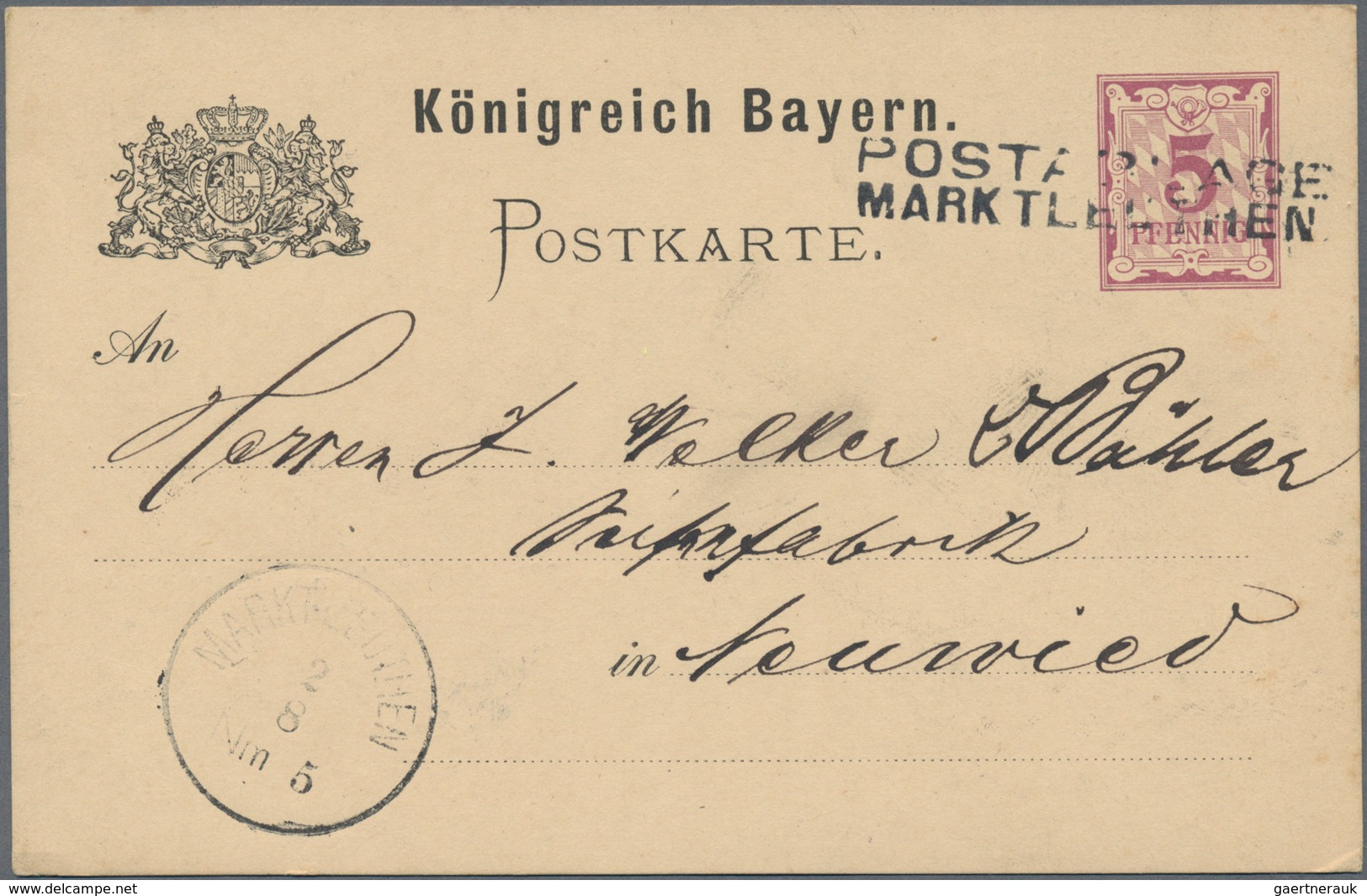 Bayern - Ganzsachen: 1874/1919, Vielseitige Partie Von Ca. 235 Bedarfsgebrauchten Ganzsachen Mit Tex - Autres & Non Classés