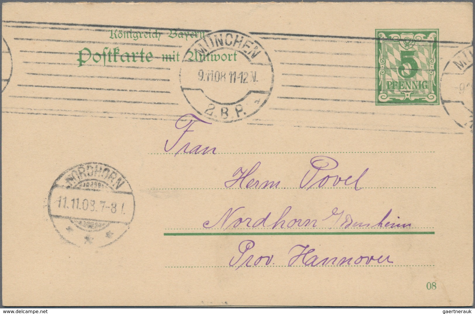 Bayern - Ganzsachen: 1874/1919, vielseitige Partie von ca. 235 bedarfsgebrauchten Ganzsachen mit Tex