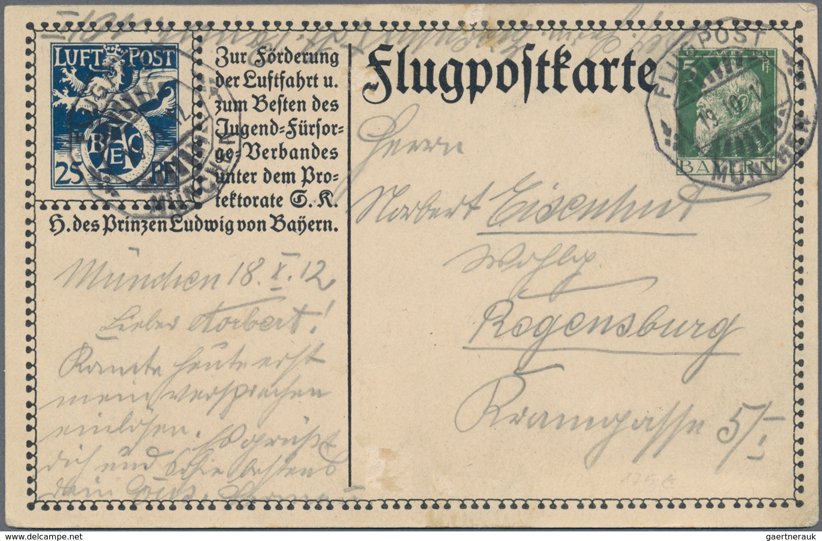 Bayern - Ganzsachen: 1874/1919, vielseitige Partie von ca. 235 bedarfsgebrauchten Ganzsachen mit Tex