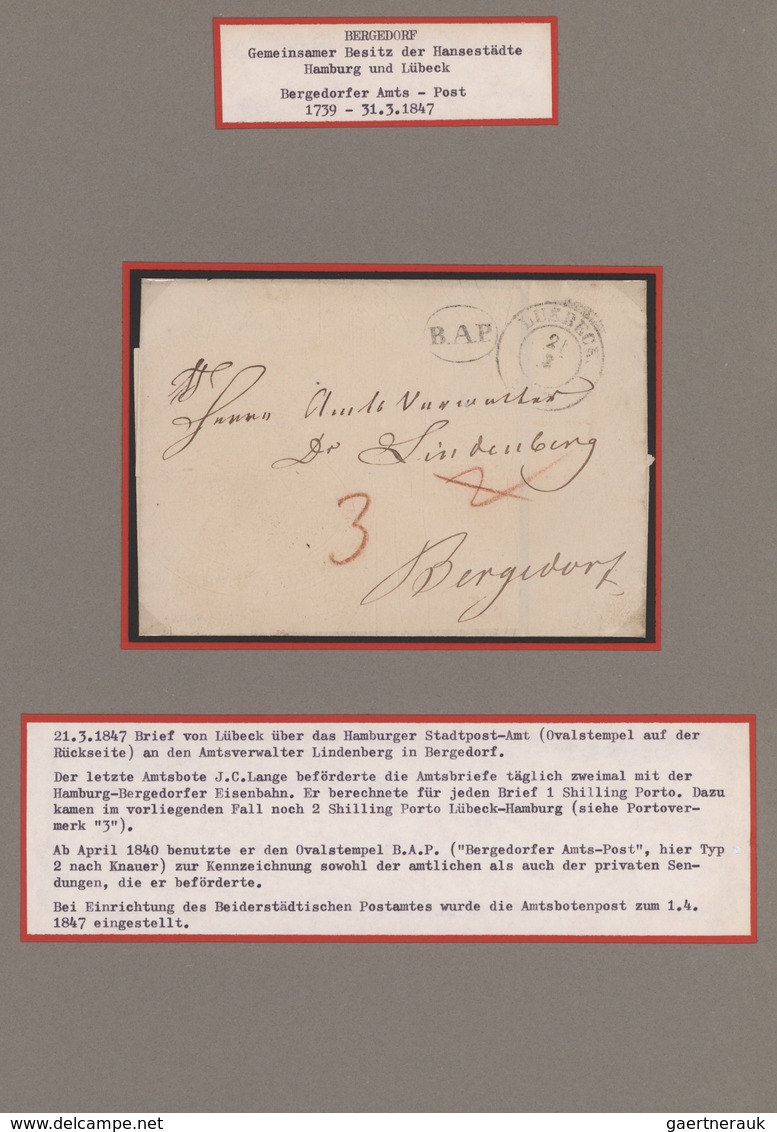 Bergedorf - Marken und Briefe: 1829/1867, hochkarätige Spezialsammlung mit u.a. 16 markenlosen Brief