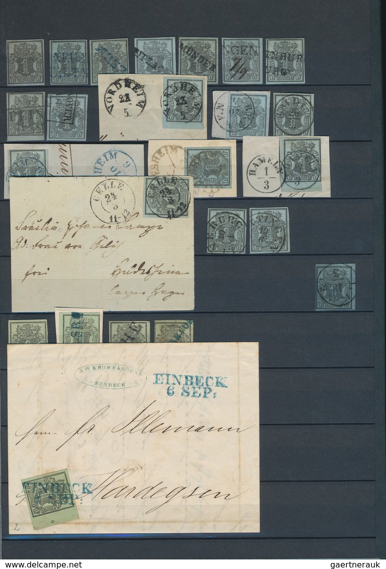 Hannover - Marken Und Briefe: 1850/1864, Meist Gestempelte Sammlung Von über 150 Marken (incl. Einhe - Hanover