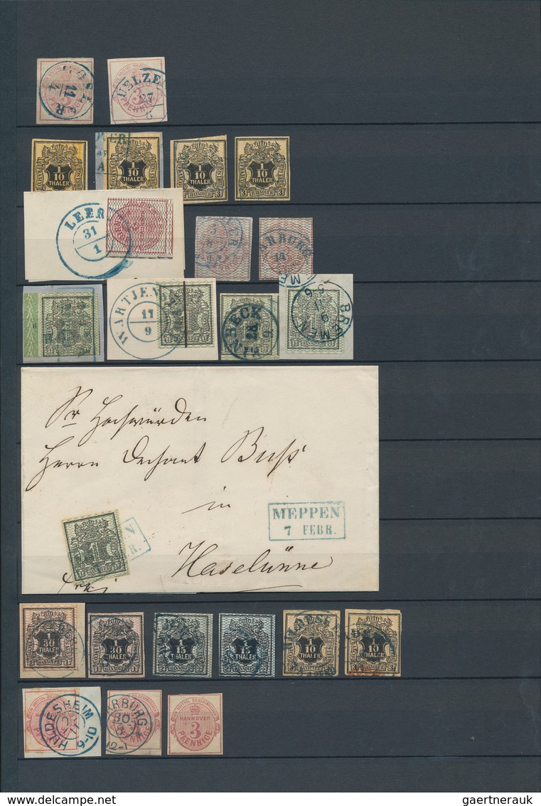 Hannover - Marken Und Briefe: 1850/1864, Meist Gestempelte Sammlung Von über 150 Marken (incl. Einhe - Hanovre