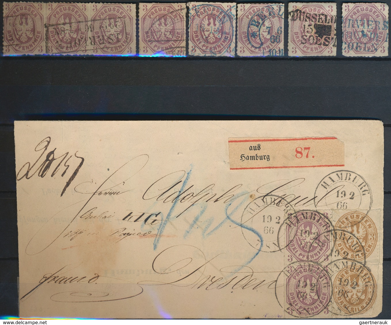 Preußen - Marken und Briefe: 1850/1867, meist gestempelte Sammlung von ca. 420 Werten (incl. Probe-