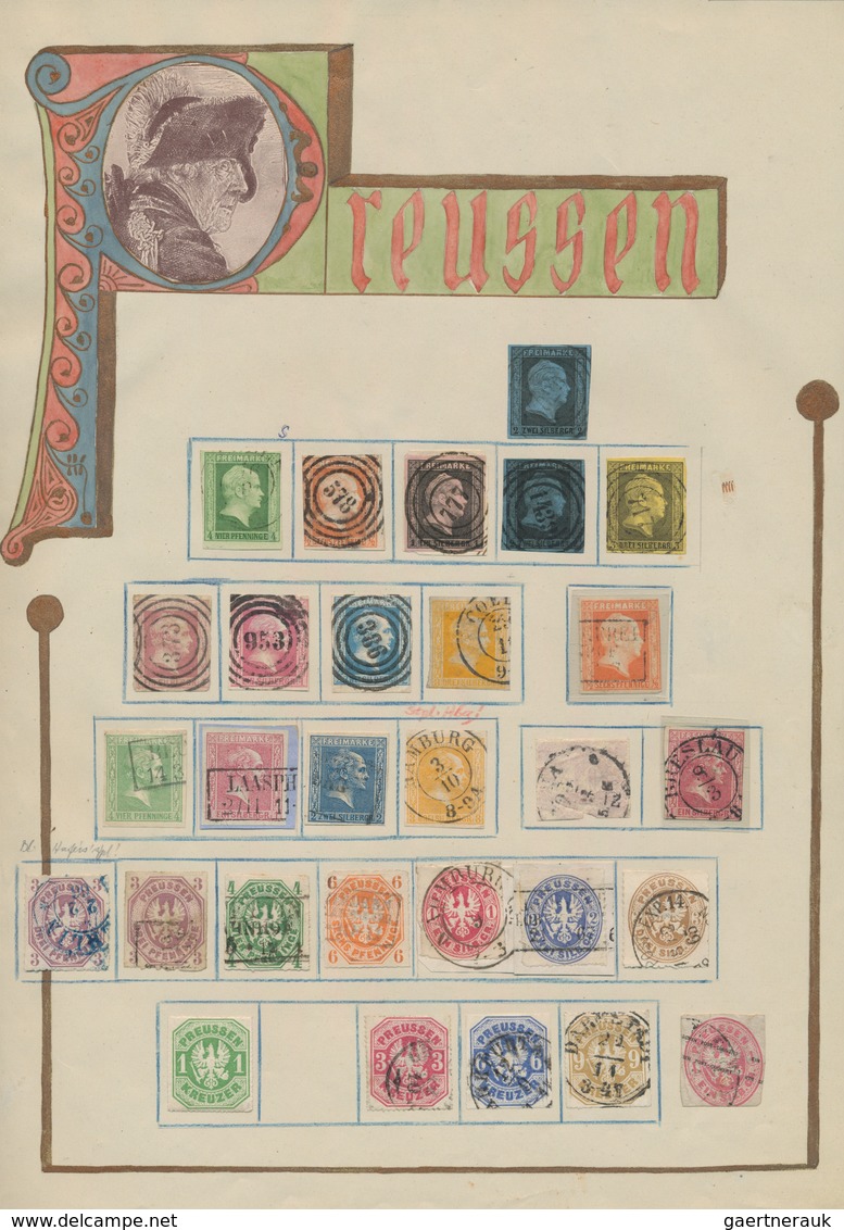 Preußen - Marken Und Briefe: 1850/1867, Urige Sammlung Auf Albenblättern, Dabei Insbesondere Guter T - Sonstige & Ohne Zuordnung