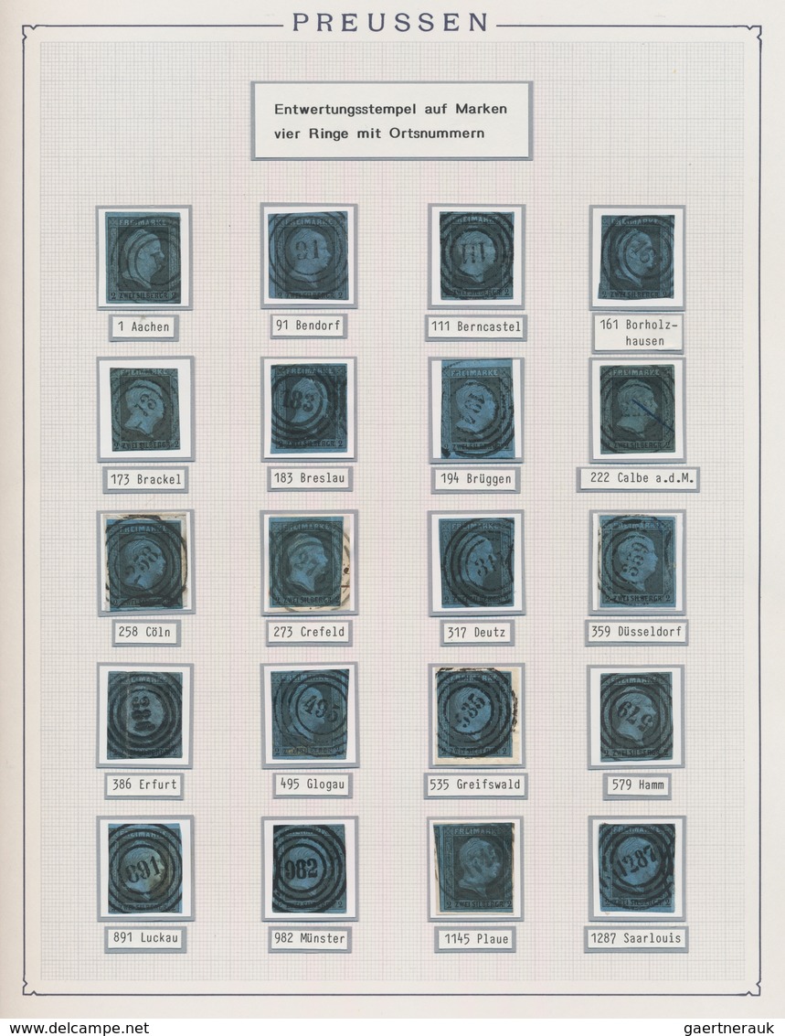 Preußen - Nummernstempel: 1850/1856 (ca.), Schöne Saubere Nr.stpl.sammlung Auf Nr.1/4 Mit Teils Herv - Autres & Non Classés