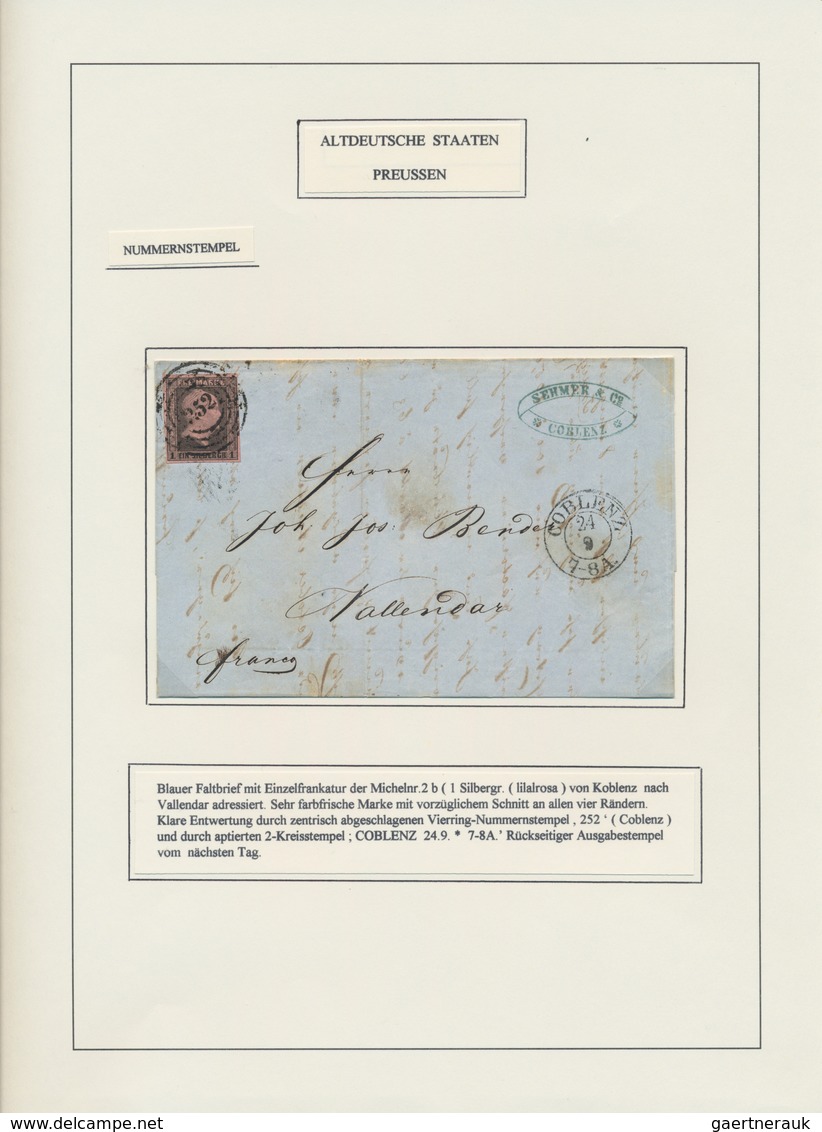 Preußen - Nummernstempel: 1850/1860 (ca.), Schöne Sammlung Mit Ca. 100 Marken Sowie über 30 Belegen, - Otros & Sin Clasificación