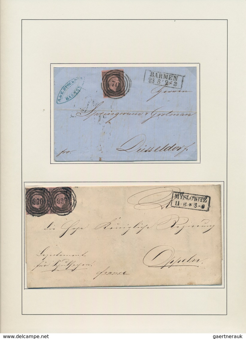 Preußen - Nummernstempel: 1850/1860 (ca.), schöne Sammlung mit ca. 100 Marken sowie über 30 Belegen,
