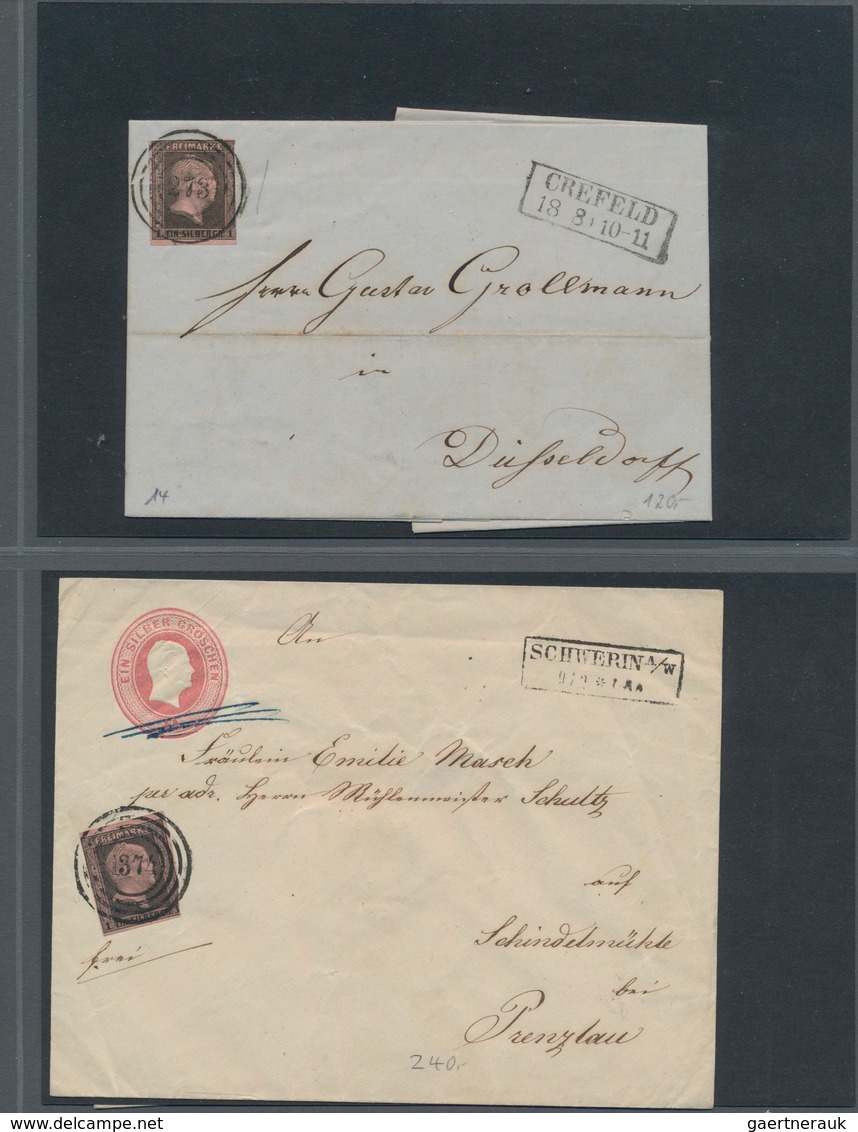 Preußen - Nummernstempel: 1850/1860 (ca.), schöne Sammlung mit ca. 100 Marken sowie über 30 Belegen,