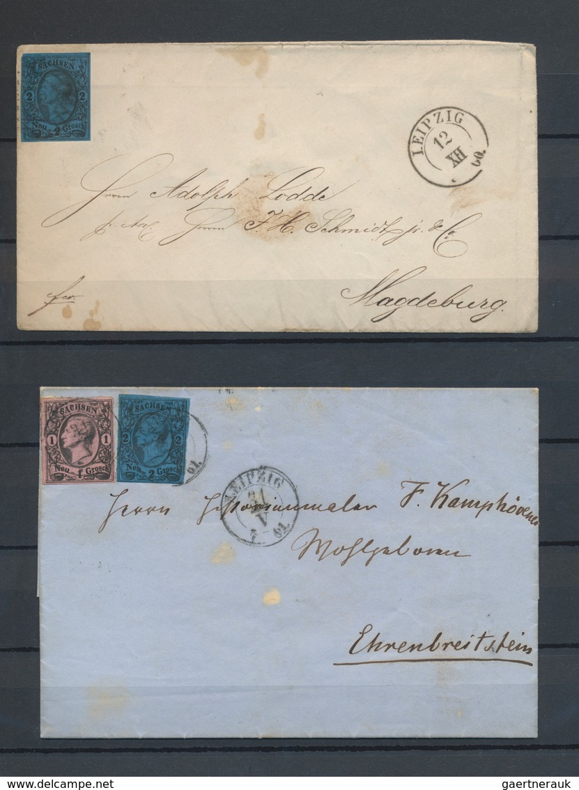 Sachsen - Marken Und Briefe: 1850/1867, Meist Gestempelte Sammlung Von Ca. 180 Marken Und 21 Briefen - Sachsen