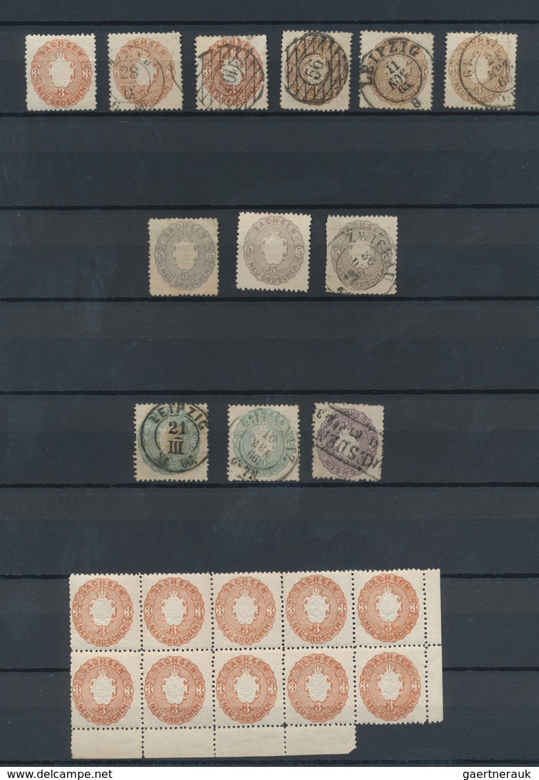 Sachsen - Marken und Briefe: 1850/1867, meist gestempelte Sammlung von ca. 180 Marken und 21 Briefen