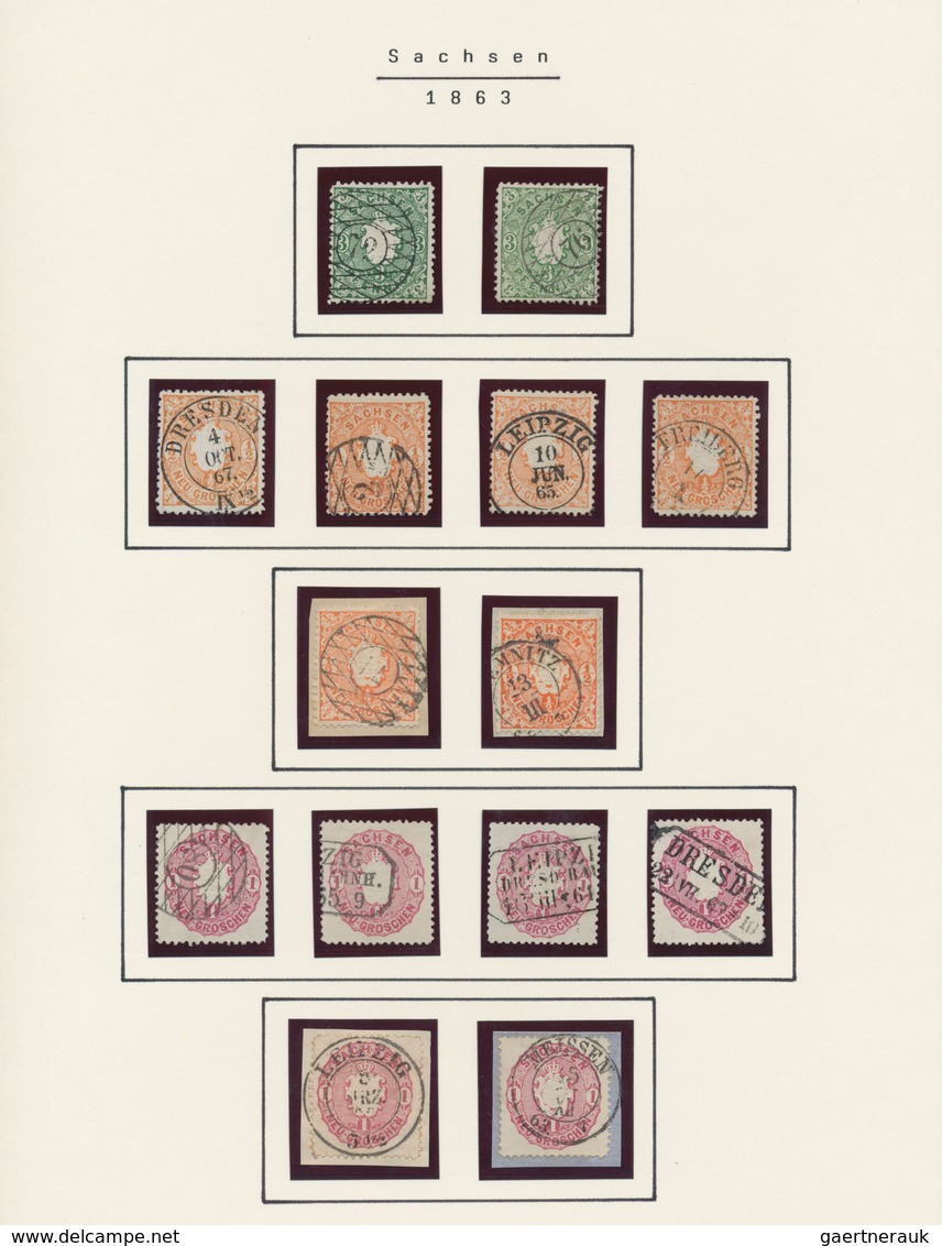 Sachsen - Marken Und Briefe: 1850-1863, Gestempelte Sammlung Inc. Rotem Dreier (signiert Bühler) All - Sachsen