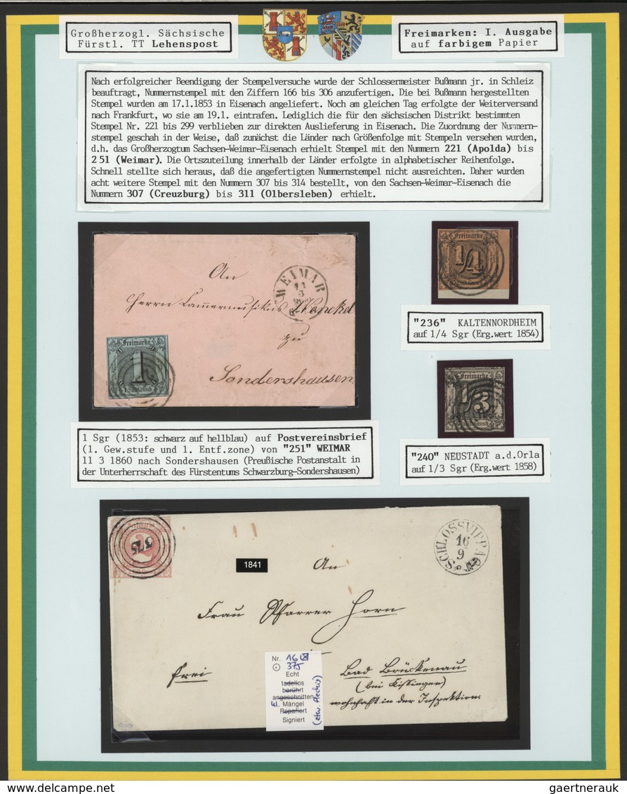 Thurn & Taxis - Marken und Briefe: 1850/1870 (ca.), Ausstellungssammlung der Stempel des Großherzogt