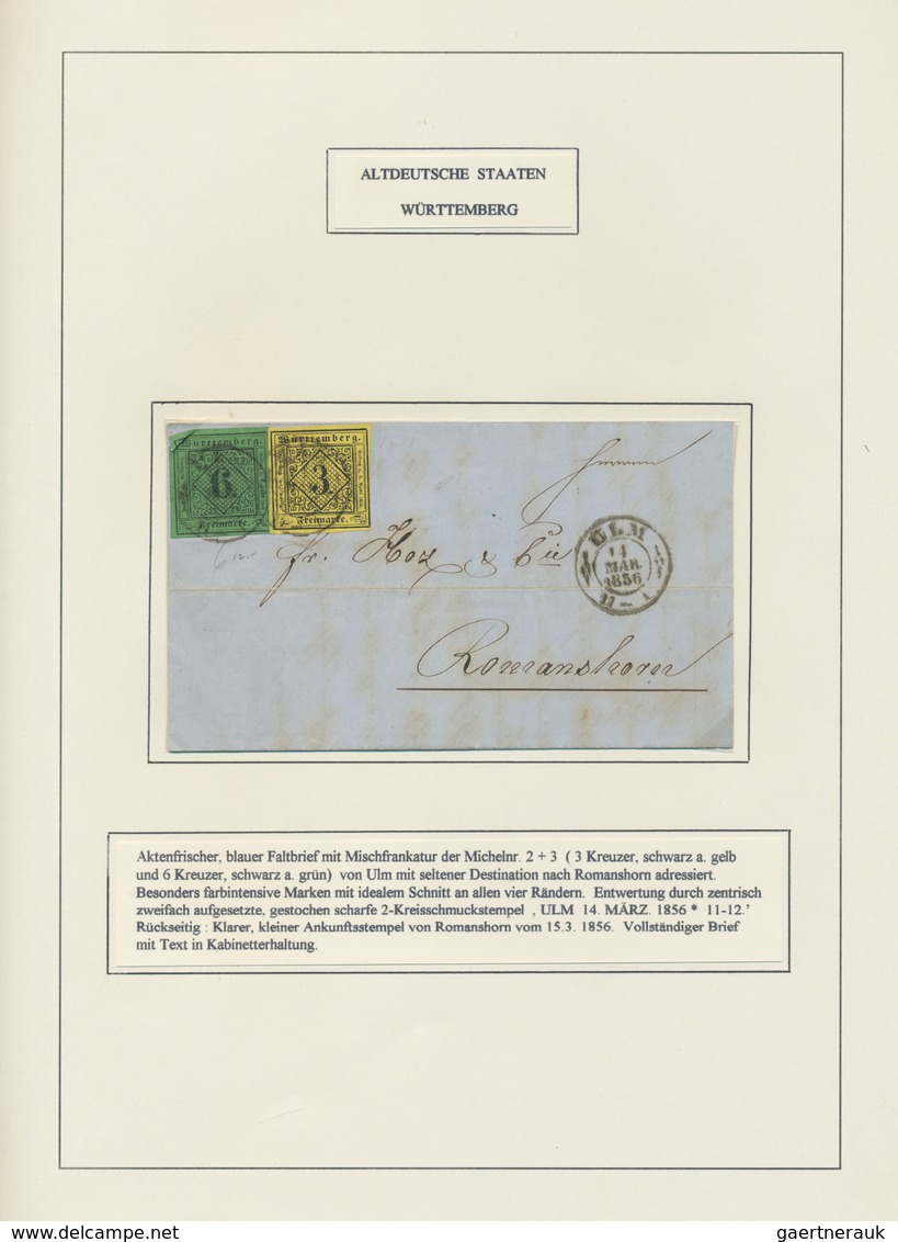 Württemberg - Marken Und Briefe: 1851/1856, Alte Sammlung Der 1. Ausgabe Auf 14 Selbstgestalteten Al - Autres & Non Classés