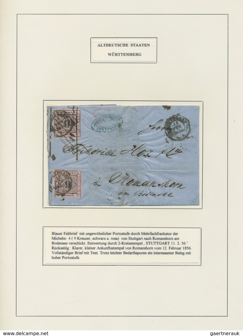 Württemberg - Marken Und Briefe: 1851/1856, Alte Sammlung Der 1. Ausgabe Auf 14 Selbstgestalteten Al - Autres & Non Classés