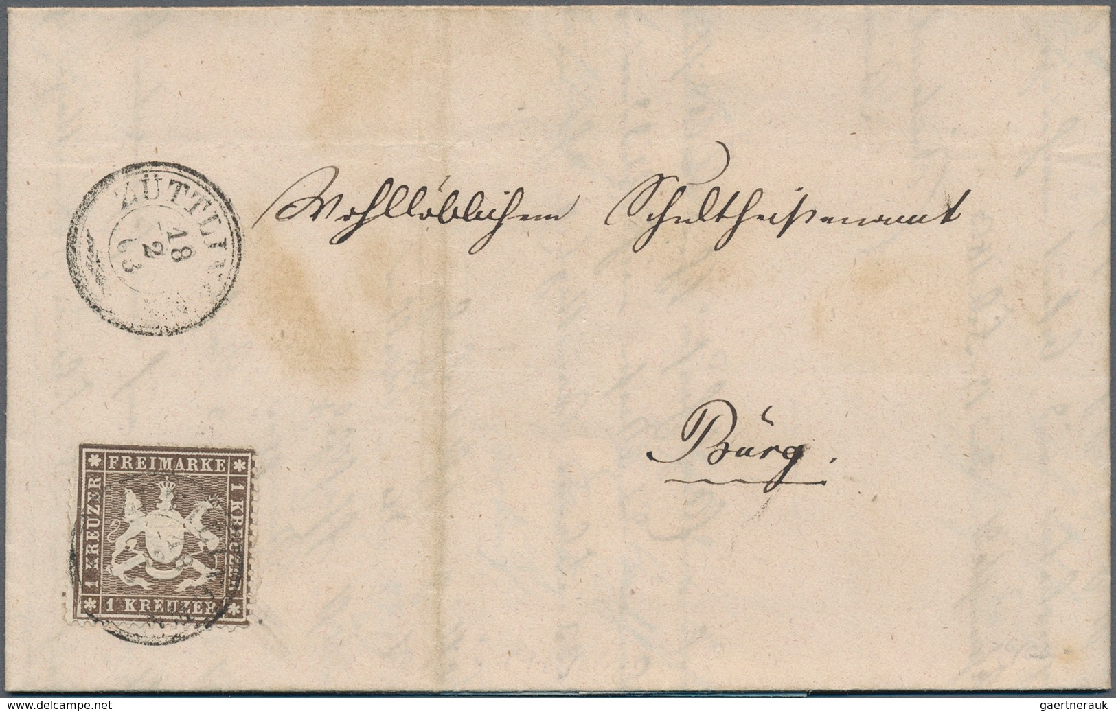 Württemberg - Marken Und Briefe: 1851/1875 Ca., Partie Von Ca. 65 Belegen Nur Kreuzerzeit Mit Einige - Autres & Non Classés