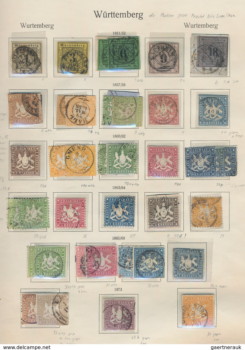 Württemberg - Marken Und Briefe: 1851/1920, Gehaltvolle Württembergsammlung, Ab Mi.Nr.1, Mit überkom - Autres & Non Classés