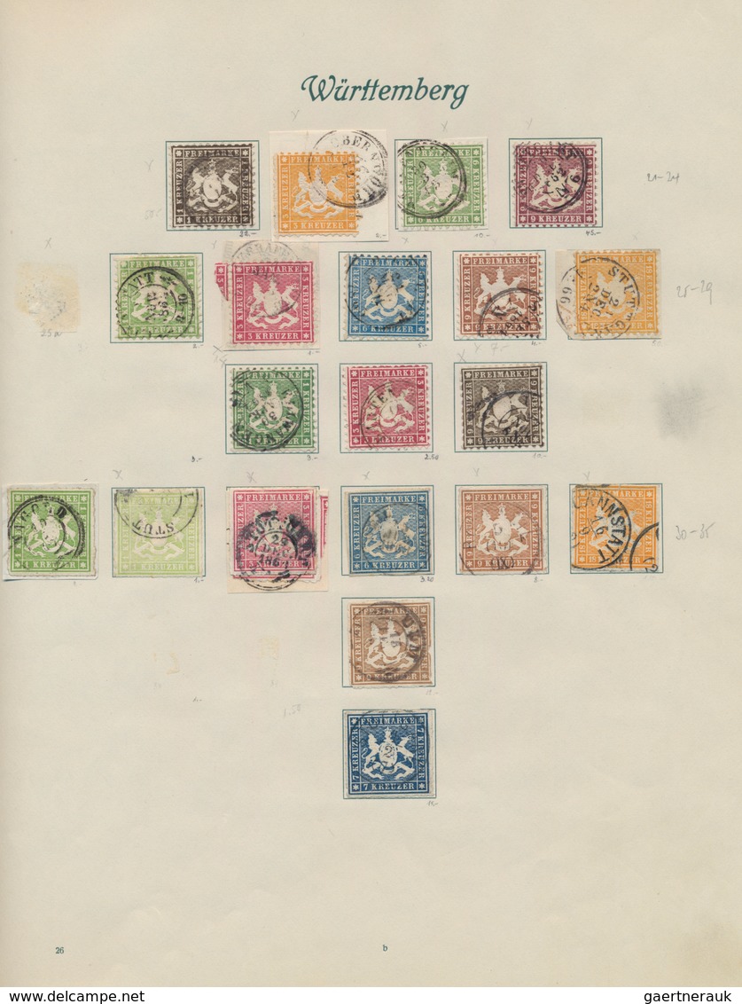 Württemberg - Marken Und Briefe: 1851/1923, Gestempelte Sammlung Auf Borek-Blättern, Teils Unterschi - Autres & Non Classés