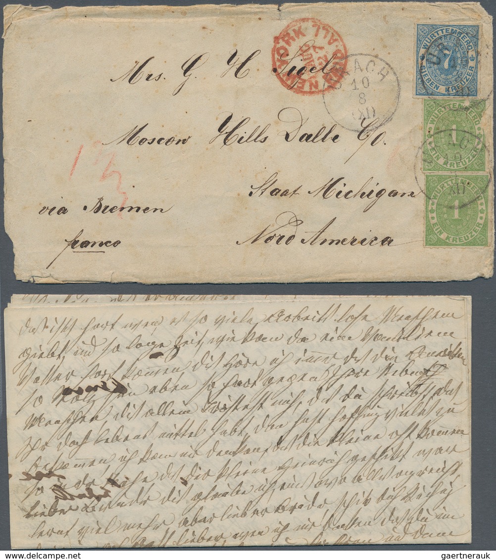 Württemberg - Marken Und Briefe: 1853/1903 Ca., Partie Von Ca. 40 Belegen Nur Auslandspost Sowohl Kr - Other & Unclassified