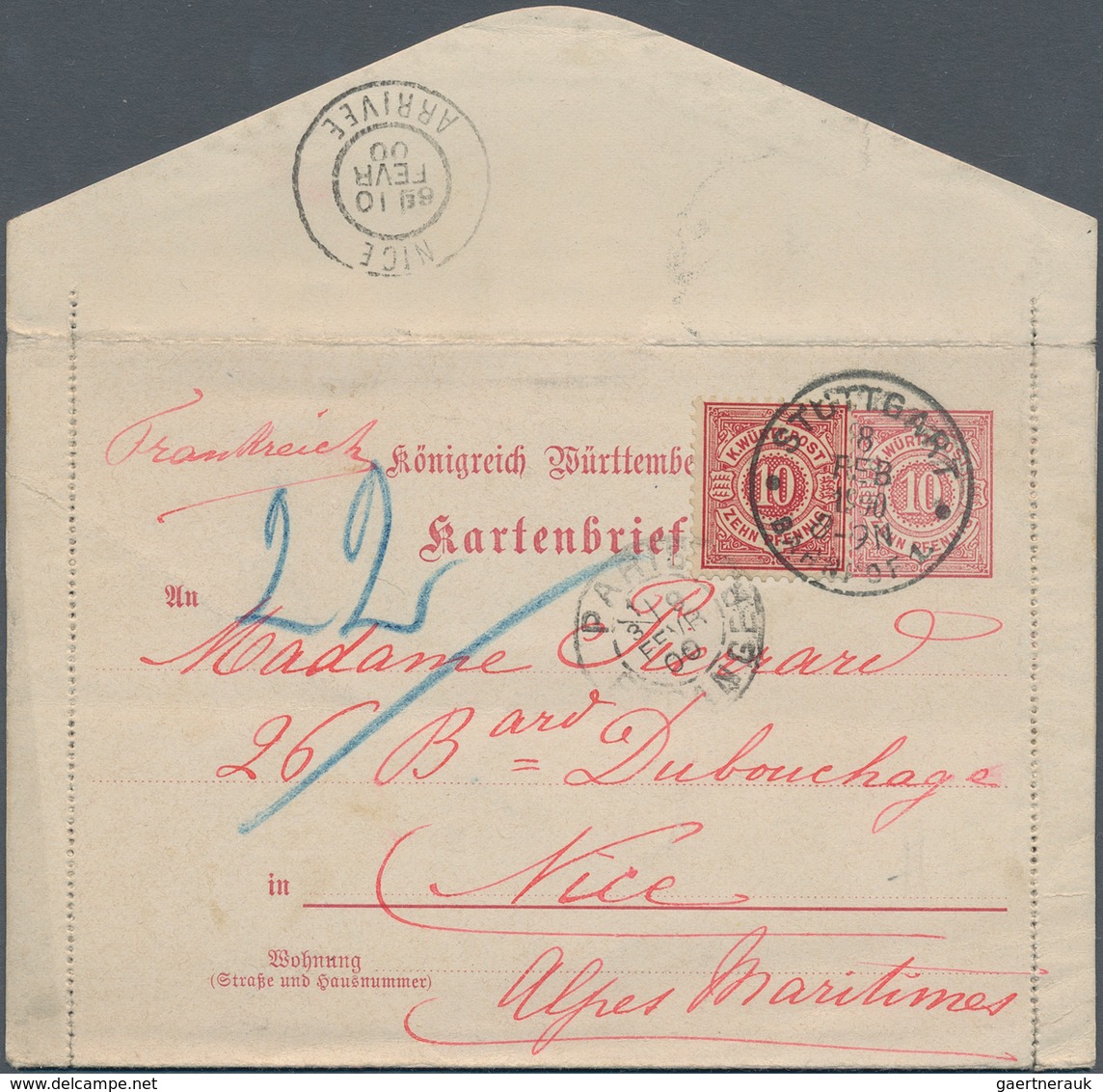 Württemberg - Marken und Briefe: 1853/1903 ca., Partie von ca. 40 Belegen nur Auslandspost sowohl Kr