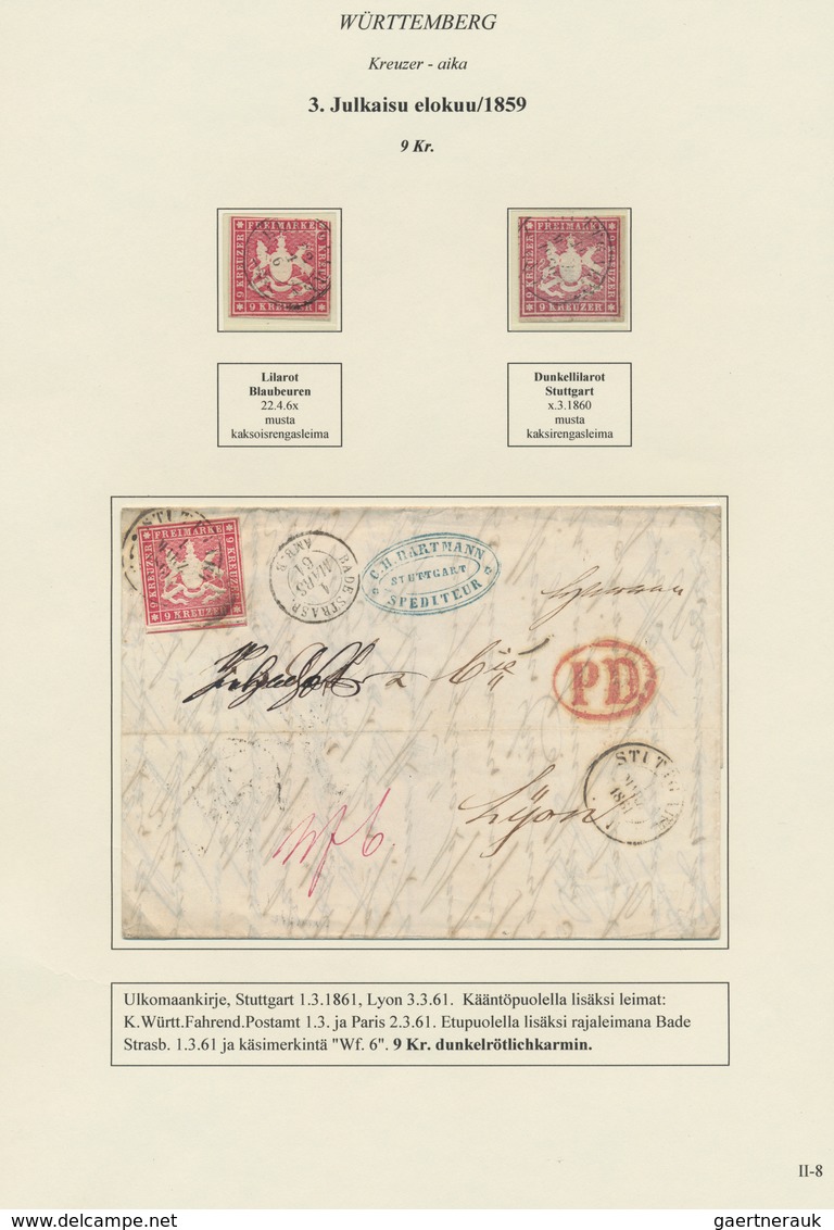Württemberg - Marken Und Briefe: 1857/1862, Interessante Sammlung Auf Selbst Gestalteten Blättern In - Autres & Non Classés
