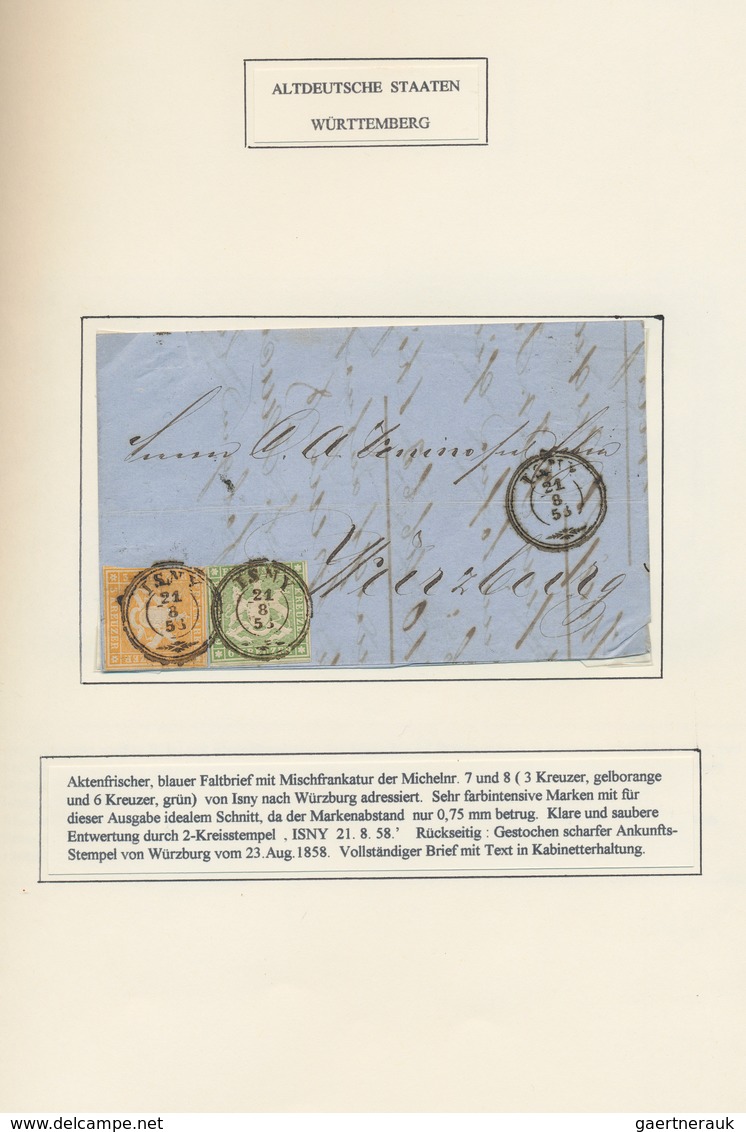 Württemberg - Marken Und Briefe: 1858/1865 (ca.), Interessante, Individuell Und Sauber Aufgezogene N - Other & Unclassified