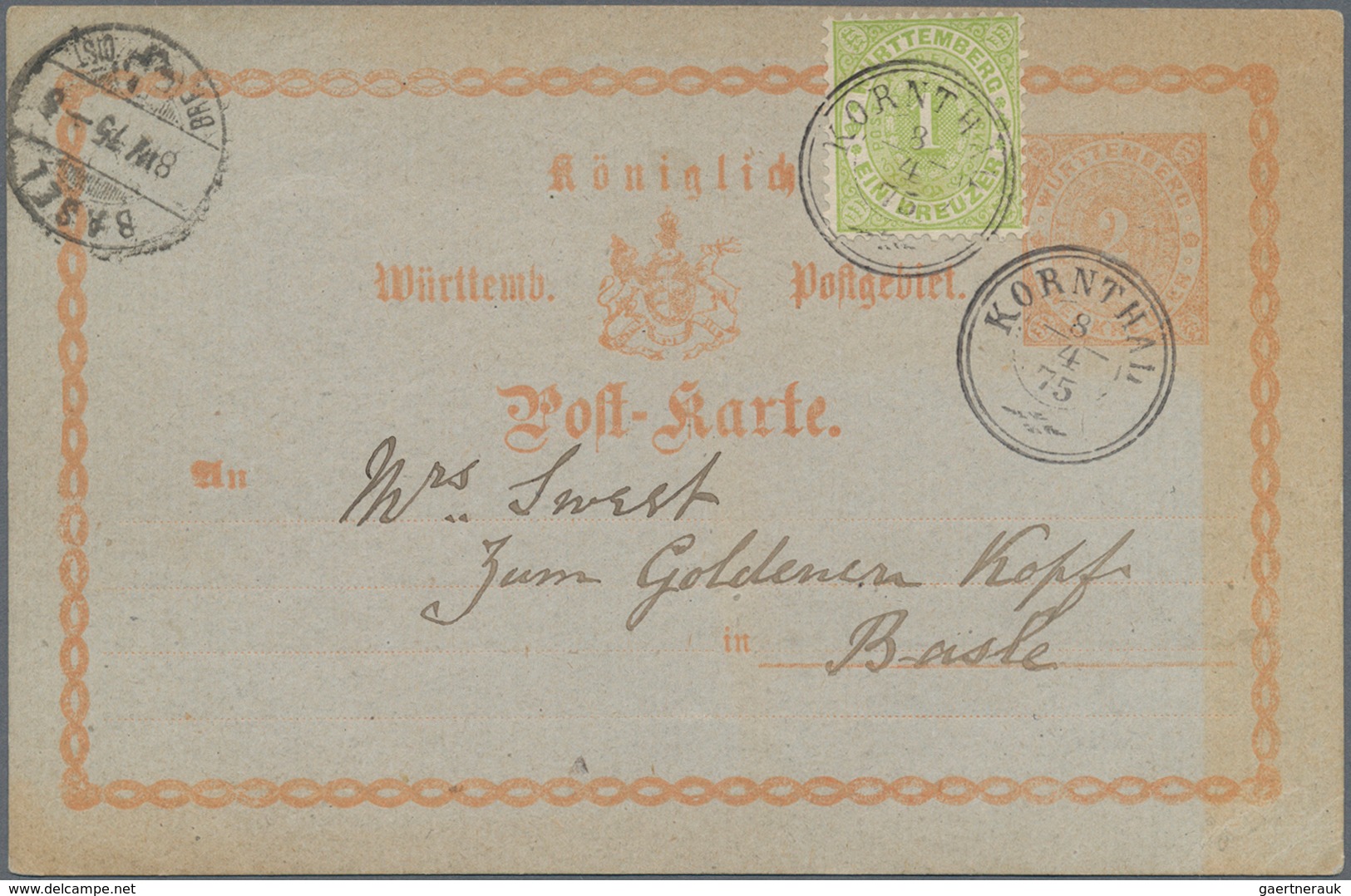 Württemberg - Marken Und Briefe: 1869/1875, Partie Von Acht Briefen Und Karten Mit Frankaturen Der O - Autres & Non Classés