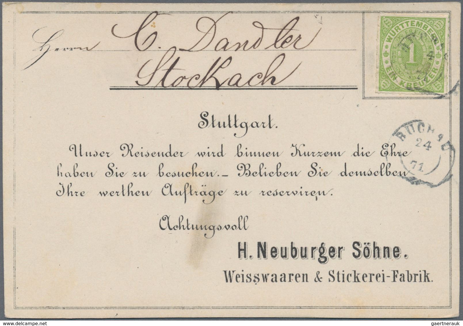 Württemberg - Marken Und Briefe: 1869/1875, Partie Von Acht Briefen Und Karten Mit Frankaturen Der O - Autres & Non Classés