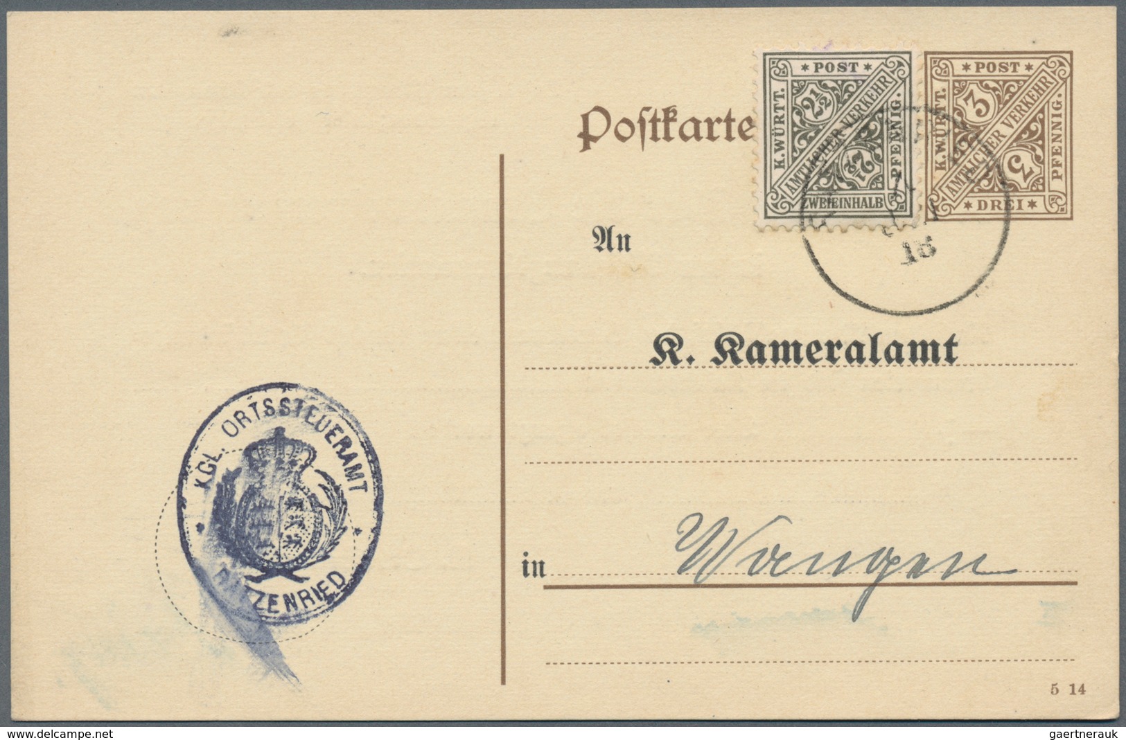 Württemberg - Marken Und Briefe: 1875/1920, Uriger Posten Von Ca. 260 Briefen Und Ganzsachen Aus Der - Other & Unclassified