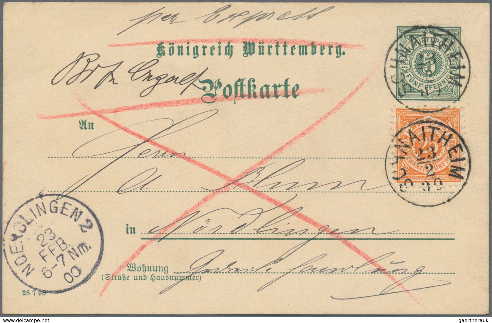 Württemberg - Marken und Briefe: 1875-1923, tolle Sammlung von ca. 290 Belegen mit interessanten Fra