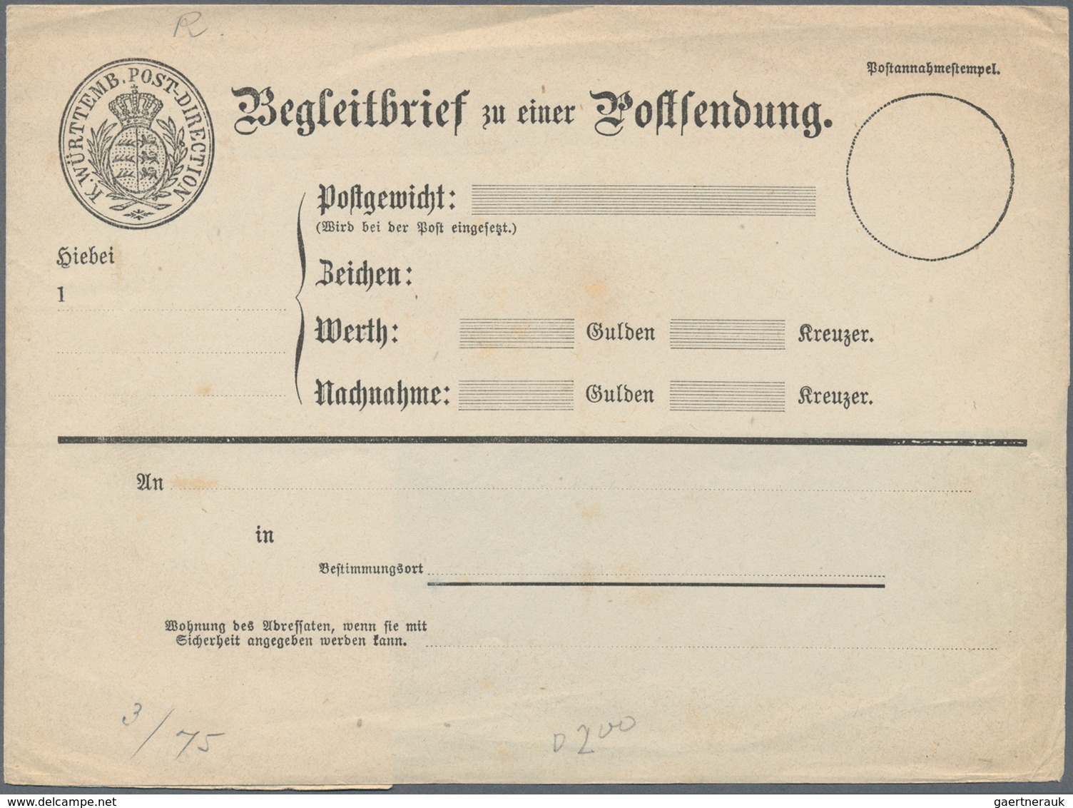 Württemberg - Postanweisungen: Partie Von Ca. 73 Postanweisungen Und Postauftragsformularen, Meist U - Autres & Non Classés