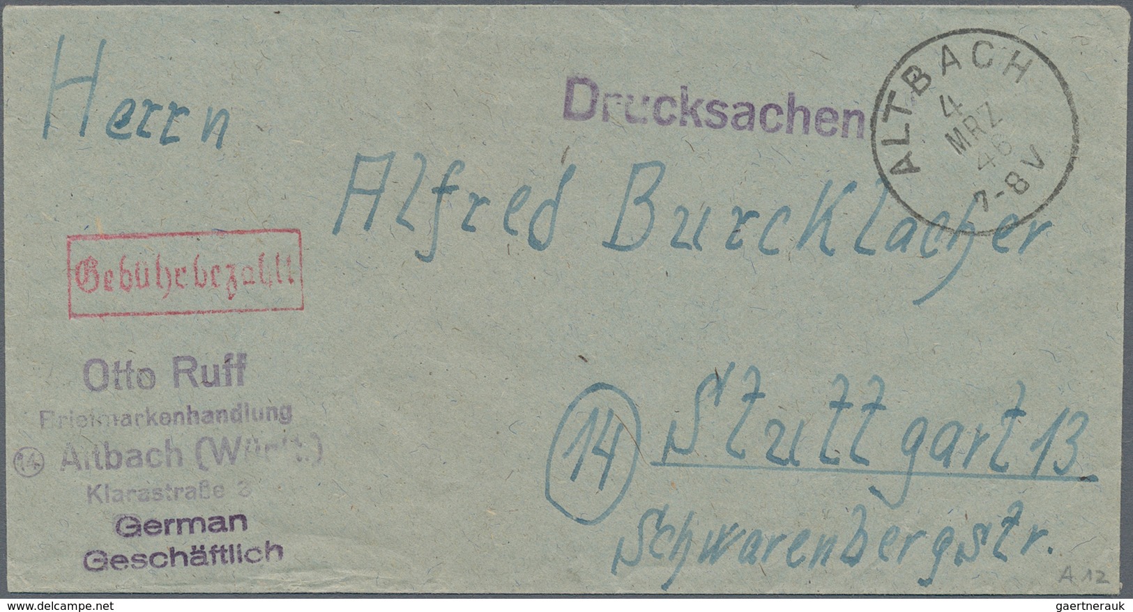 Württemberg - Einkreisstempel: 1939-1952, Partie Mit Rund 80 Briefen Und Belegen Mit Nachverwendeten - Other & Unclassified