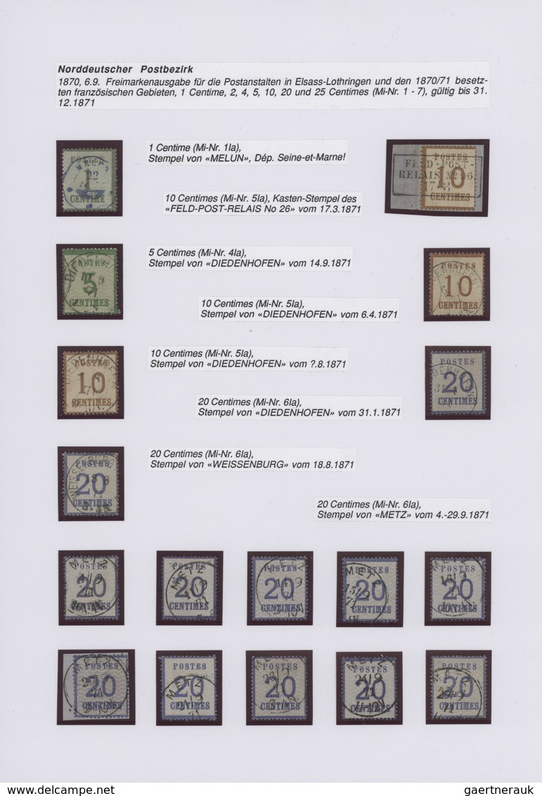 Elsass-Lothringen - Marken Und Briefe: 1870/1871, Sammlung Von 20 Gestempelten Werten Auf Albenblätt - Otros & Sin Clasificación