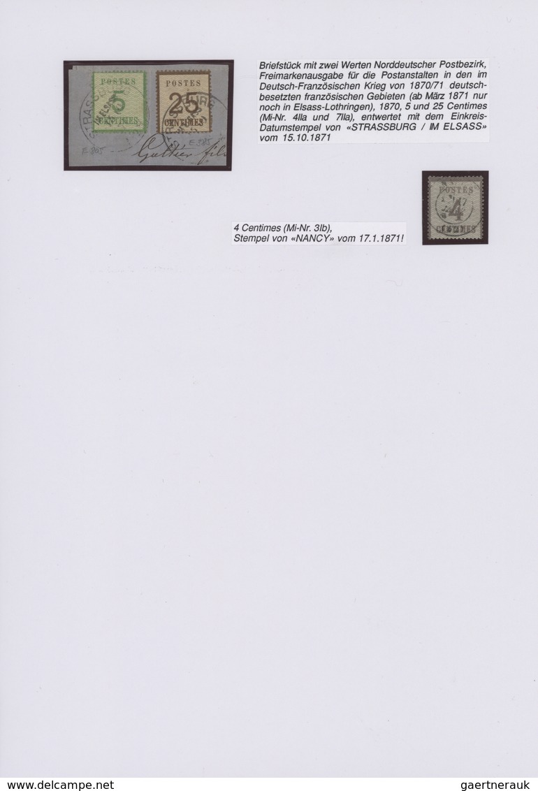 Elsass-Lothringen - Marken Und Briefe: 1870/1871, Sammlung Von 20 Gestempelten Werten Auf Albenblätt - Autres & Non Classés
