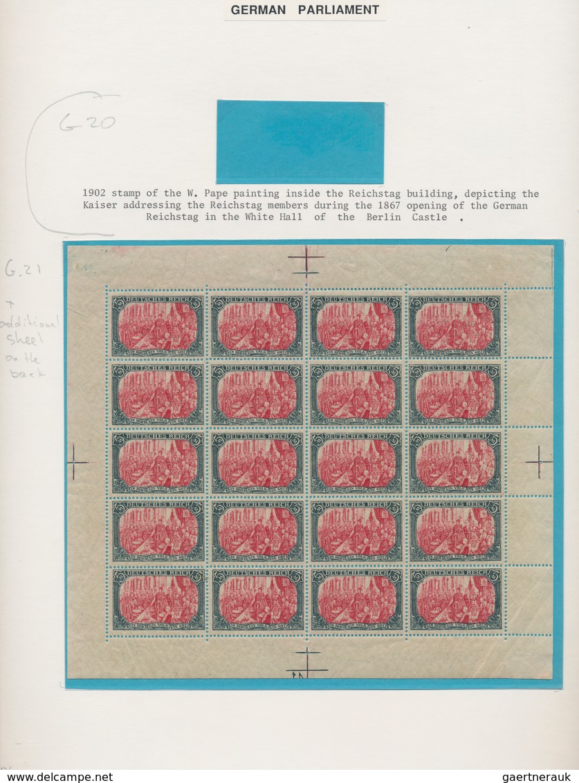 Deutsches Reich: 1860/1920 (ca.), Vielseitige Partie Zum Thema "Parlament", Dabei Zwei Originalbögen - Sammlungen
